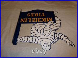Vintage Michelin Tires Bibendum Man 20 Porcelain Metal Gasoline Oil Flange Sign