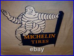 Vintage Michelin Tires Bibendum Man 20 Porcelain Metal Gasoline Oil Flange Sign