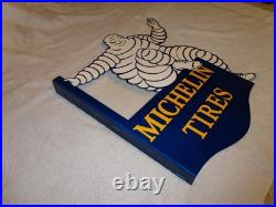 Vintage Michelin Tires Bibendum Man 20 Porcelain Metal Gasoline Oil Flange Sign