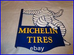 Vintage Michelin Tires Bibendum Man 20 Porcelain Metal Gasoline Oil Flange Sign