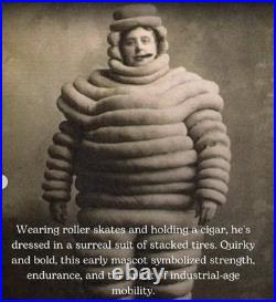 Vintage Michelin Tires Bibendum Man 20 Porcelain Metal Gasoline Oil Flange Sign