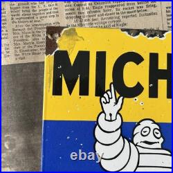 Vintage Michelin Tires Bicycle Car Auto 12x9 Inches Porcelain Enamel Sign