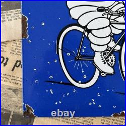 Vintage Michelin Tires Bicycle Car Auto 12x9 Inches Porcelain Enamel Sign