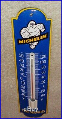 Vintage Michelin Tires Man 11 3/4 Porcelain Metal Gasoline Oil Thermometer Sign