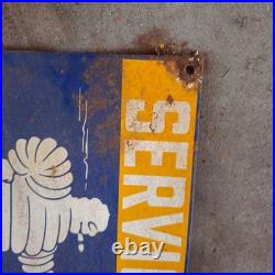 Vintage Michelin Tires Old Us Gasoline Oil Gas Pump Enamel Porcelain Sign