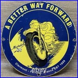 Vintage Michelin Tires Porcelain Sign Gasoline Service Station Pump Plate