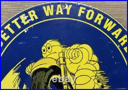 Vintage Michelin Tires Porcelain Sign Gasoline Service Station Pump Plate