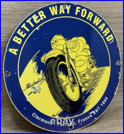 Vintage Michelin Tires Porcelain Sign Gasoline Service Station Pump Plate
