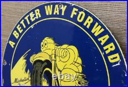 Vintage Michelin Tires Porcelain Sign Gasoline Service Station Pump Plate