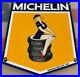 Vintage Michelin Tires Porcelain Sign Pin Up Girl Bibendum Gas Station Motor Oil