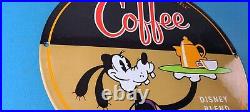 Vintage Mickeys Coffee Sign Disney Blend Goofy Advertising Gas Oil Pump Sign