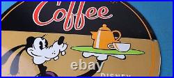 Vintage Mickeys Coffee Sign Disney Blend Goofy Advertising Gas Oil Pump Sign