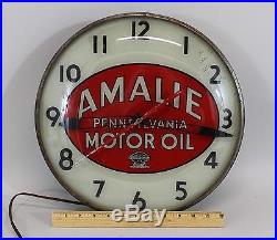 Vintage Mid 20thC, Metal Amalie Pennsylvania Motor Oil Advertising Wall Clock NR