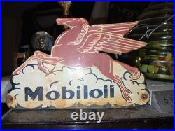Vintage Mobil 8 Porcelain Sign Old Gas Pump Plate Oil Service Station Pegasus