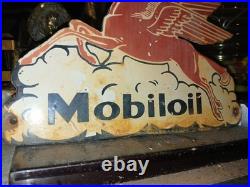 Vintage Mobil 8 Porcelain Sign Old Gas Pump Plate Oil Service Station Pegasus