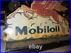 Vintage Mobil 8 Porcelain Sign Old Gas Pump Plate Oil Service Station Pegasus