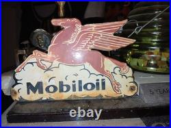 Vintage Mobil 8 Porcelain Sign Old Gas Pump Plate Oil Service Station Pegasus