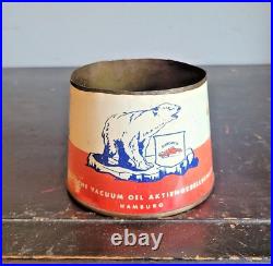 Vintage Mobil Arctic Gargoyle Cone Top Oil Can Hamburg Germany Polar Bear