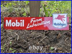 Vintage Mobil Farm Lubrication Porcelain Gas Sign Mobiloil Mobilgas 24x 6 Vintage Mobil Farm Lubrication Porcelain Gas Sign Mobiloil Mobilgas 24x 6