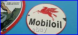 Vintage Mobil Gasoline, Esso 2 Porcelain Gas Advertising Service Station Signs