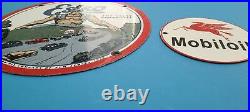 Vintage Mobil Gasoline, Esso 2 Porcelain Gas Advertising Service Station Signs