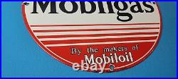 Vintage Mobil Gasoline Porcelain Fill Up Mobilgas Oil Service Station Pump Sign