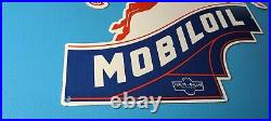 Vintage Mobil Gasoline Porcelain Large Service Station Pump Plate Pegasus Sign
