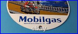 Vintage Mobil Gasoline Sign Motorcycle Gas Pump Plate Porcelain Sign