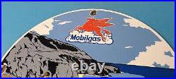 Vintage Mobil Gasoline Sign Motorcycle Gas Pump Plate Porcelain Sign