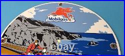 Vintage Mobil Gasoline Sign Motorcycle Gas Pump Plate Porcelain Sign