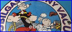 Vintage Mobil Gasoline Sign Popeye Comic Mobilgas Socony GasPorcelain Sign