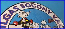 Vintage Mobil Gasoline Sign Popeye Comic Mobilgas Socony GasPorcelain Sign