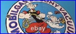 Vintage Mobil Gasoline Sign Popeye Comic Mobilgas Socony GasPorcelain Sign