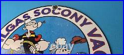 Vintage Mobil Gasoline Sign Popeye Comic Mobilgas Socony GasPorcelain Sign