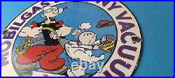 Vintage Mobil Gasoline Sign Popeye Comic Mobilgas Socony GasPorcelain Sign