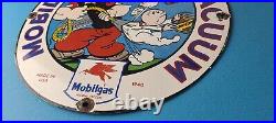 Vintage Mobil Gasoline Sign Popeye Comic Mobilgas Socony GasPorcelain Sign