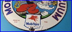 Vintage Mobil Gasoline Sign Popeye Comic Mobilgas Socony GasPorcelain Sign