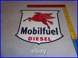 Vintage Mobil Mobilfuel Diesel 11 3/4 Porcelain Metal Pegasus Gasoline Oil Sign