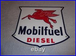 Vintage Mobil Mobilfuel Diesel 11 3/4 Porcelain Metal Pegasus Gasoline Oil Sign