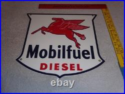 Vintage Mobil Mobilfuel Diesel 11 3/4 Porcelain Metal Pegasus Gasoline Oil Sign
