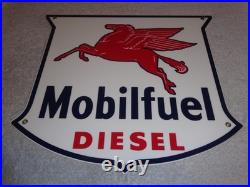 Vintage Mobil Mobilfuel Diesel 11 3/4 Porcelain Metal Pegasus Gasoline Oil Sign