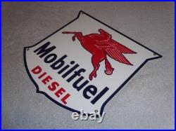Vintage Mobil Mobilfuel Diesel 11 3/4 Porcelain Metal Pegasus Gasoline Oil Sign