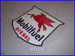 Vintage Mobil Mobilfuel Diesel 11 3/4 Porcelain Metal Pegasus Gasoline Oil Sign