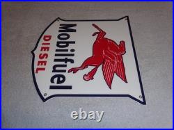 Vintage Mobil Mobilfuel Diesel 11 3/4 Porcelain Metal Pegasus Gasoline Oil Sign