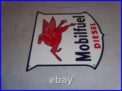 Vintage Mobil Mobilfuel Diesel 11 3/4 Porcelain Metal Pegasus Gasoline Oil Sign