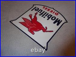 Vintage Mobil Mobilfuel Diesel 11 3/4 Porcelain Metal Pegasus Gasoline Oil Sign