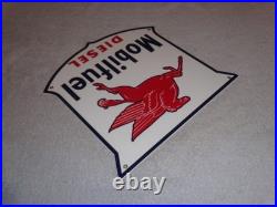 Vintage Mobil Mobilfuel Diesel 11 3/4 Porcelain Metal Pegasus Gasoline Oil Sign