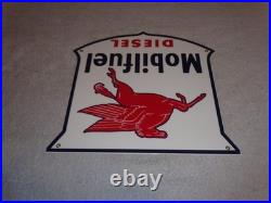 Vintage Mobil Mobilfuel Diesel 11 3/4 Porcelain Metal Pegasus Gasoline Oil Sign