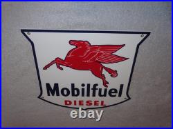 Vintage Mobil Mobilfuel Diesel 11 3/4 Porcelain Metal Pegasus Gasoline Oil Sign