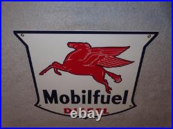 Vintage Mobil Mobilfuel Diesel 11 3/4 Porcelain Metal Pegasus Gasoline Oil Sign